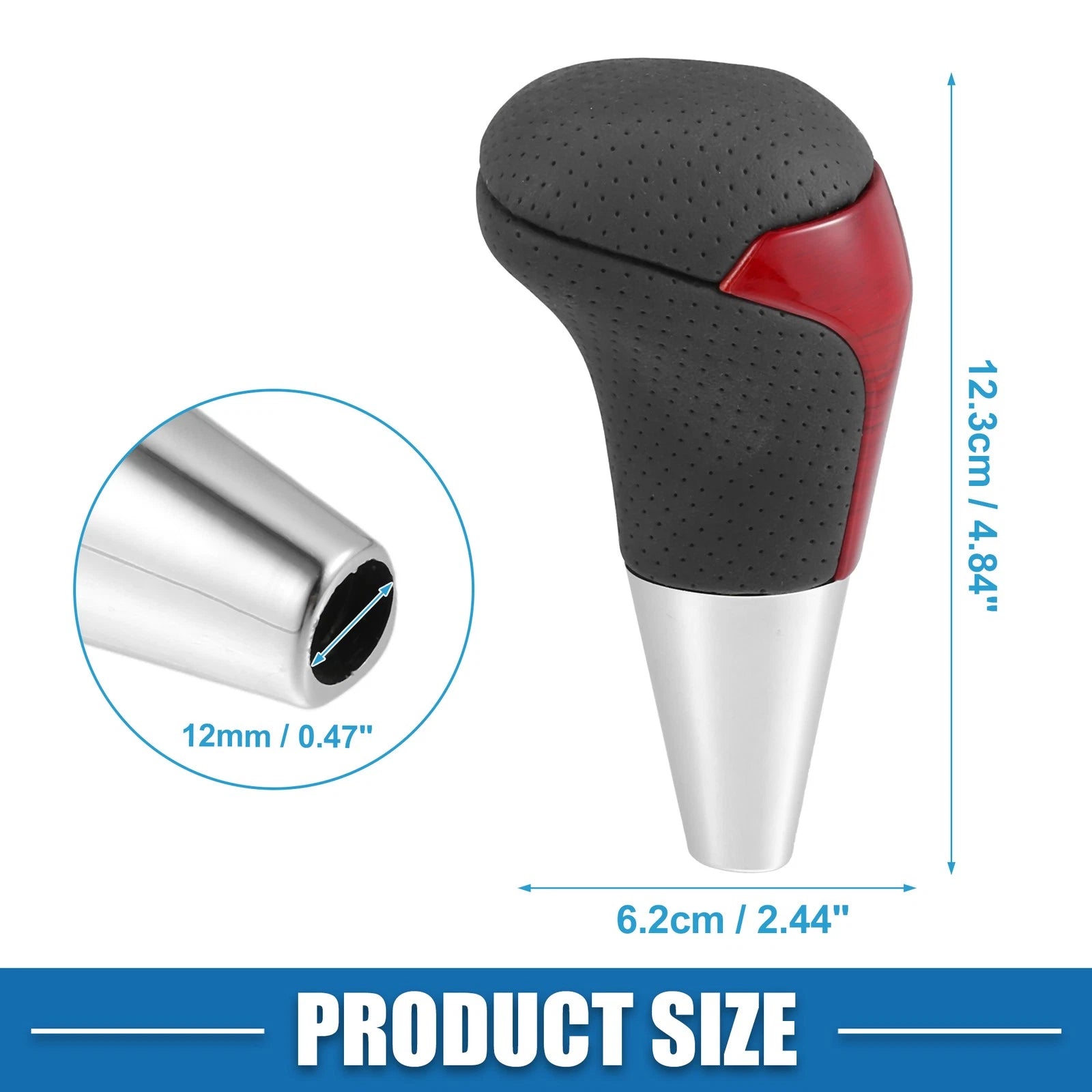 Gear Shift Knob for Toyota (Red Wood Grain, Black Faux Leather)