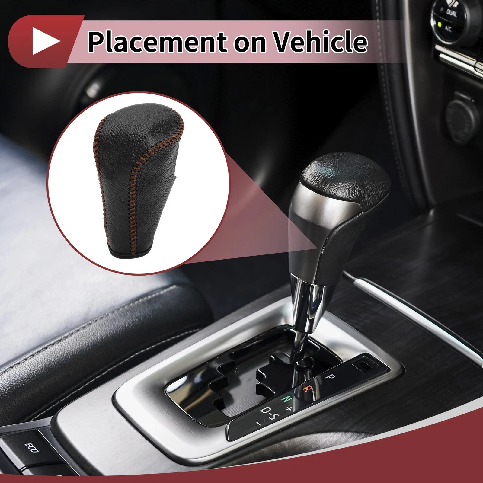 Gear Shift Knob Cover for Honda Accord (2008–2012) Pebbled Black Brown