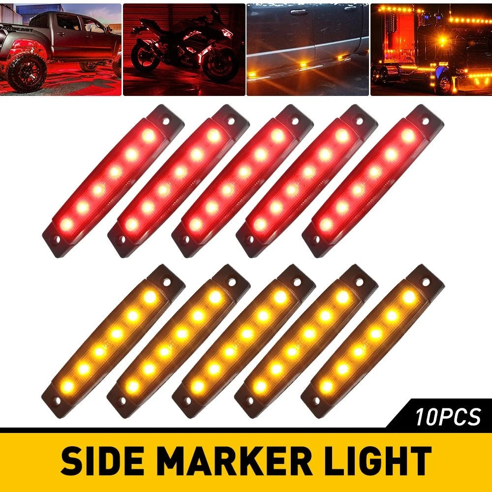 10x LED Smoked Side Marker Lights for Dodge Challenger Amber/Red