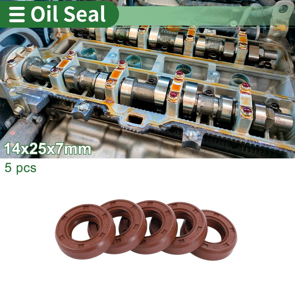 Set of 5 Oil Seal Rotary Shaft Seal 14x25x7mm for Various Models