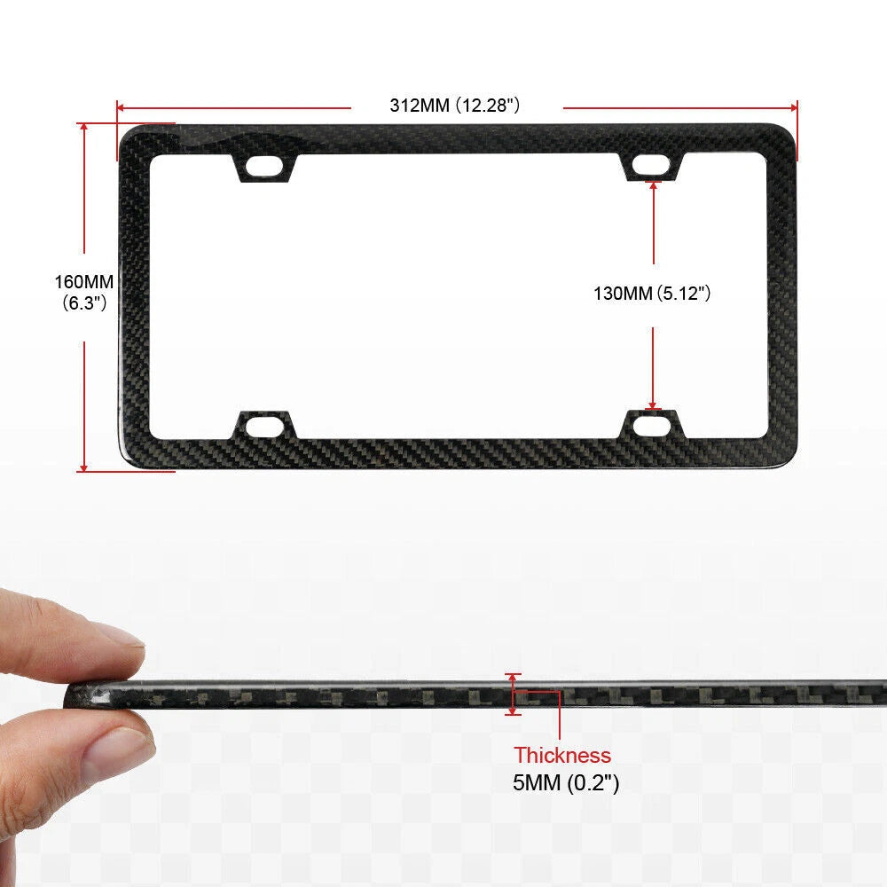 2X Carbon Fiber Finish Slim License Plate Frame for Universal Fit (2010–2023)