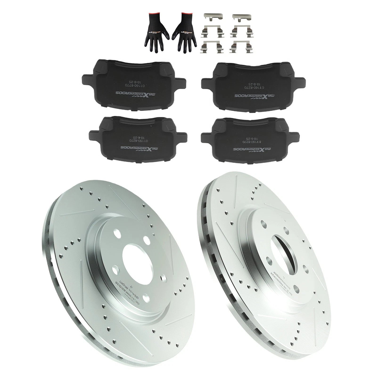 Set of 2 Front Drilled Brake Rotors + Pads for Pontiac G6 / Chevrolet Malibu (2005–2010)