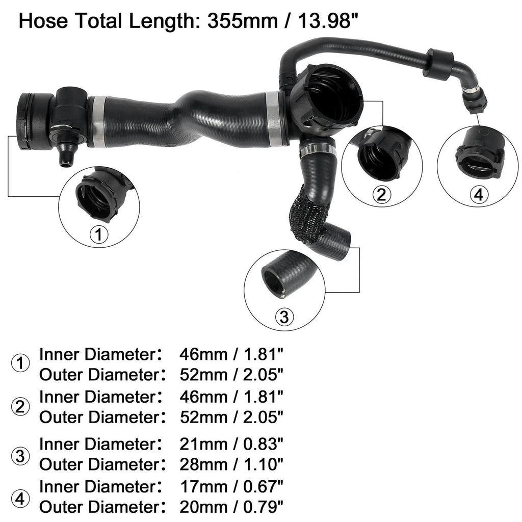 Radiator Coolant Water Hose 17127580955 for BMW 740i (2010–2012)