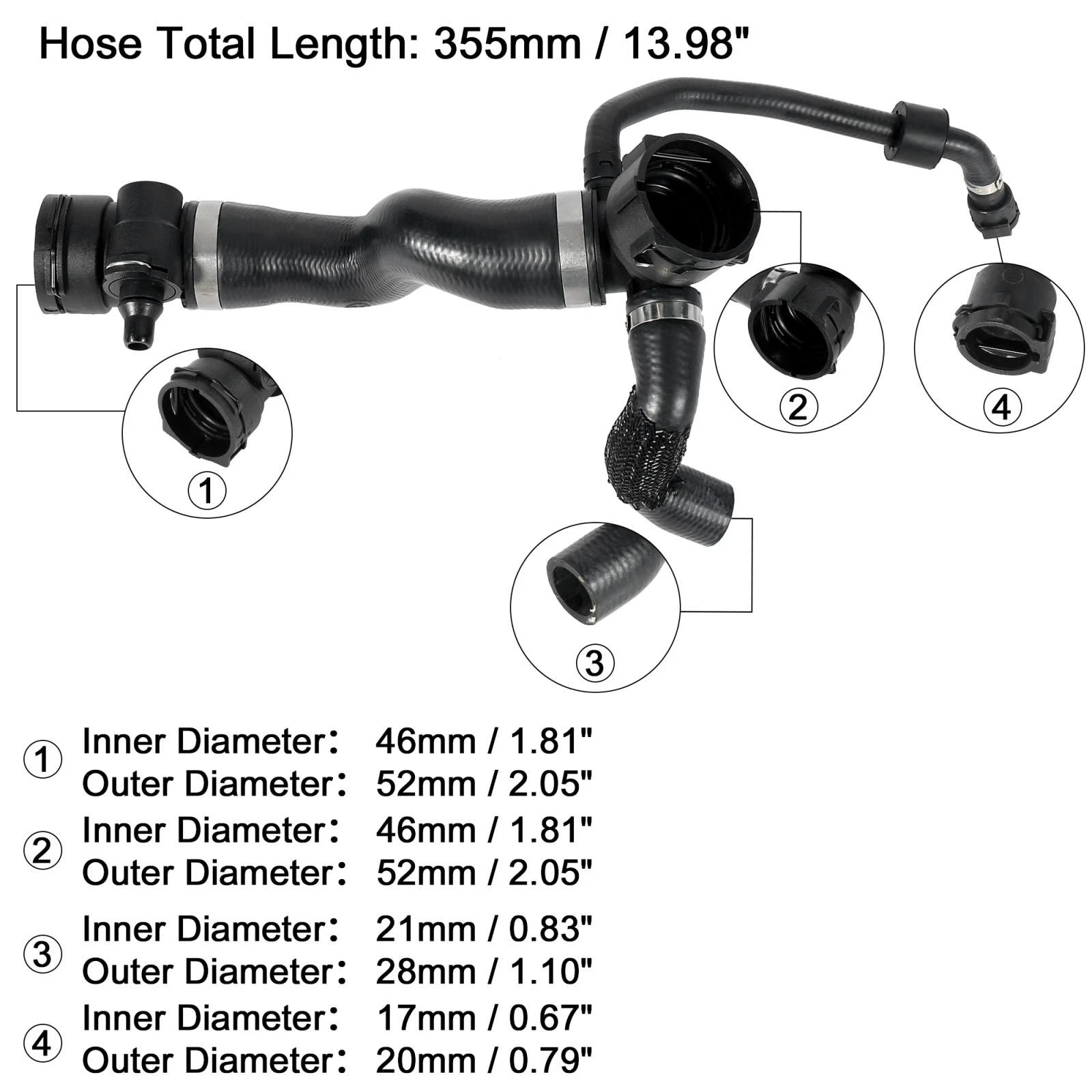 Radiator Coolant Water Hose 17127580955 for BMW 740i (2010–2012)