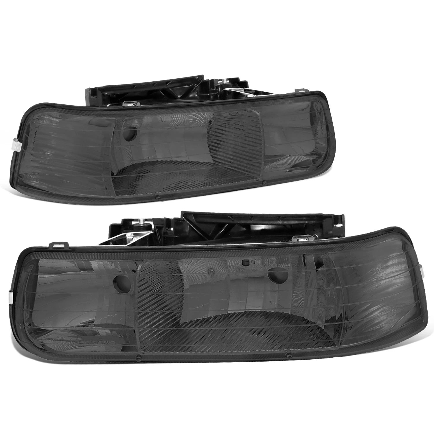 Pair of Chrome Housing Smoked Lens Headlights for Chevy Silverado (1999–2002)
