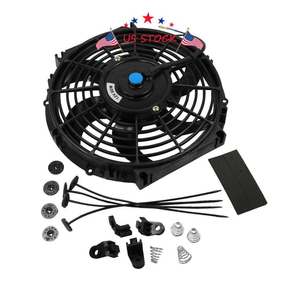 2X Electric Radiator Slim Cooling Fan 10" for Universal Fit (12V)