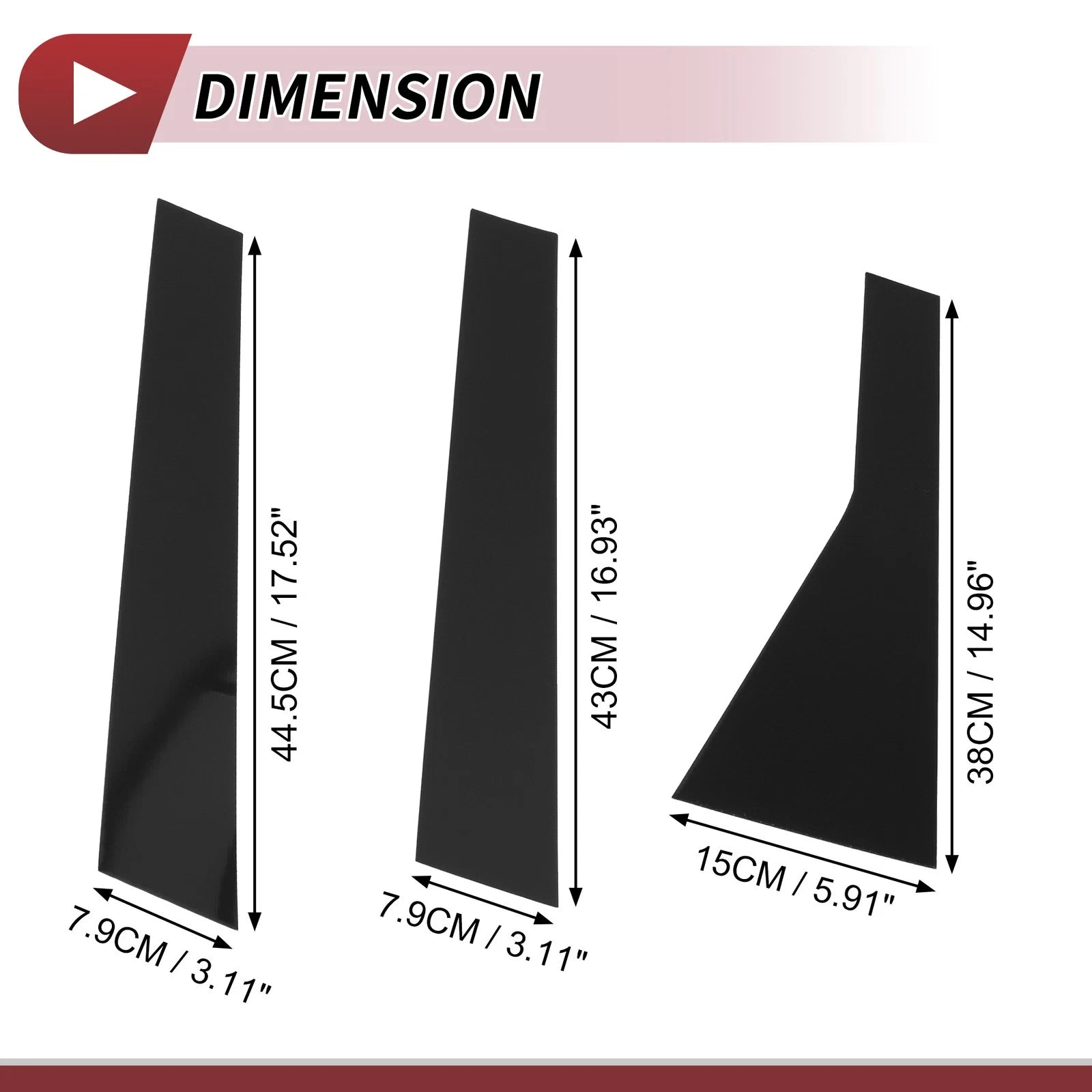 Set of 6 Door Pillar Window Trim for Nissan Rogue (2021–2023) Black