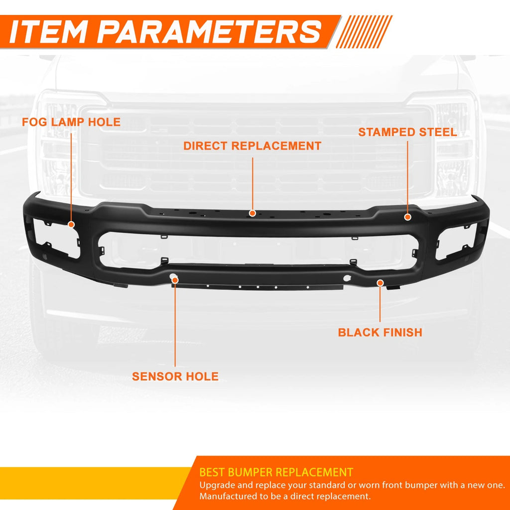 Front Bumper Face Bar for Ford F-250 F-350 SD (2023–2026) w/Fog Lamp & Park Sensor Holes