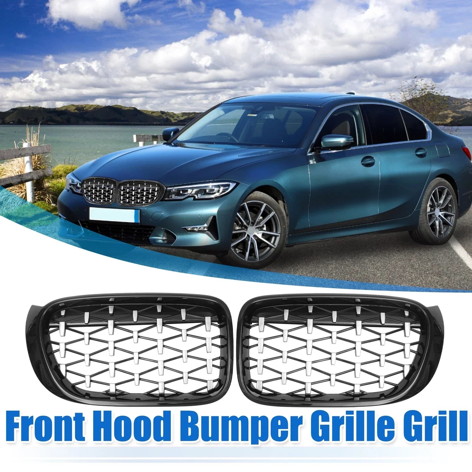 Pair Front Hood Bumper Grille for BMW X3 (2014-2017)