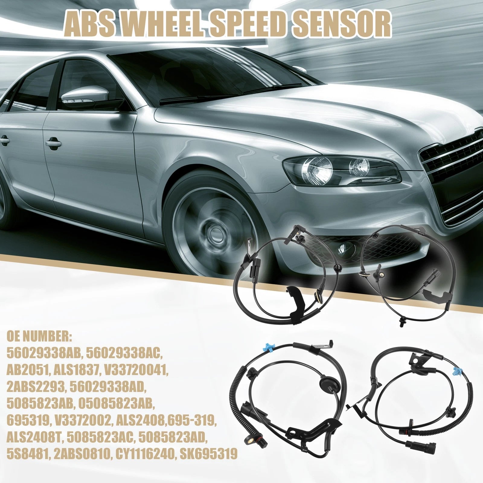 Set of 4 ABS Wheel Speed Sensors 56029338AB for Chrysler 200 (2011–2014)