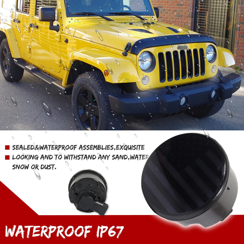 US Flag LED DRL Amber Signal Smoked Lights for Jeep Wrangler JK (2007–2018)