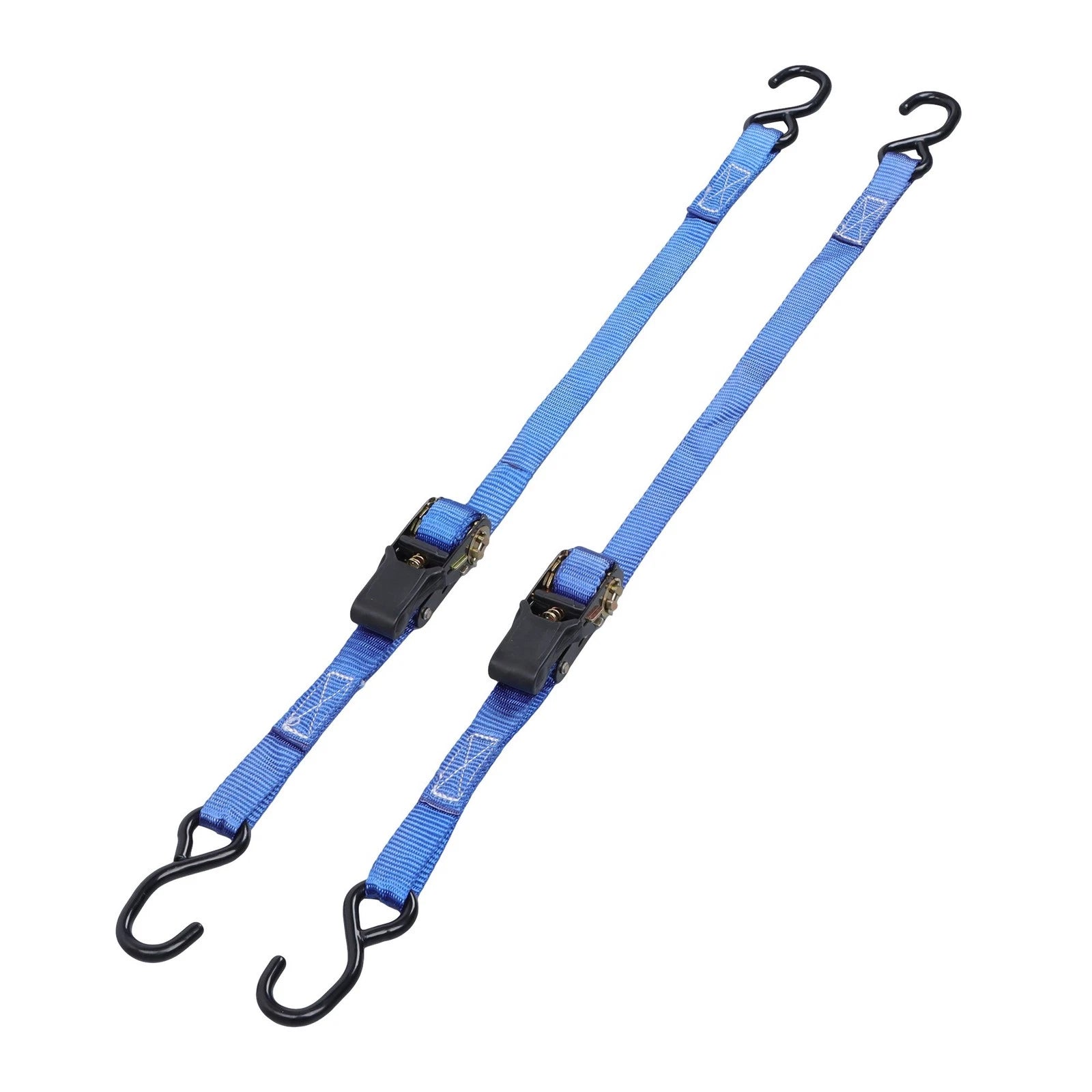 Set of 2 Ratchet Boat Trailer Tie Down Straps with S-Hook (2400 lbs)