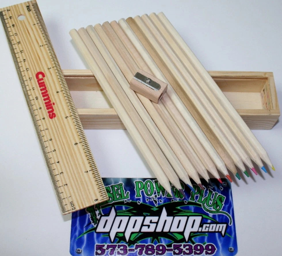 12-Piece Colored Pencil Set for Kids with Wooden Box and Ruler