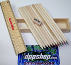 12-Piece Colored Pencil Set for Kids with Wooden Box and Ruler