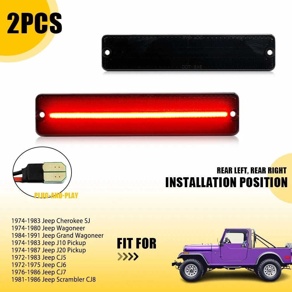 2X Smoked Rear LED Side Marker Light for Jeep J10 Pickup (1974–1983) EPY
