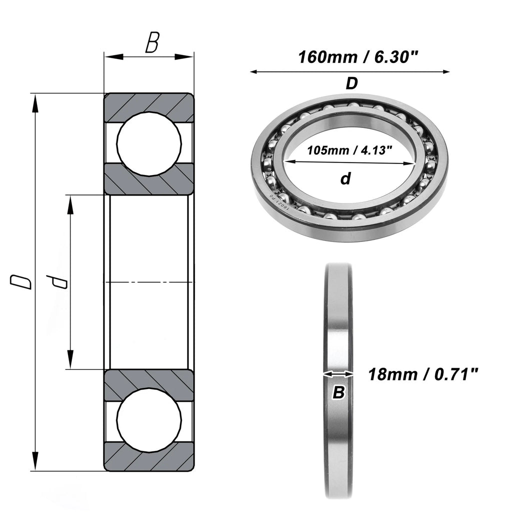 Deep Groove Ball Bearing 105x160x18mm for Scooter Skateboard (P0)