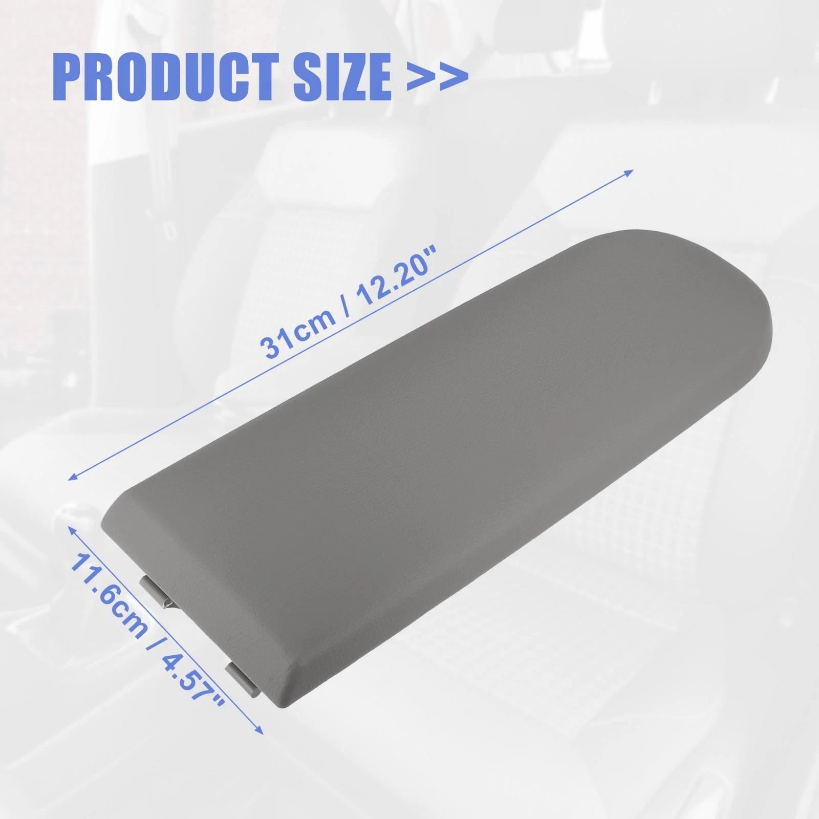 Center Console Armrest Cover Cap for VW Jetta Golf (2010–2018) - Grey PU Leather