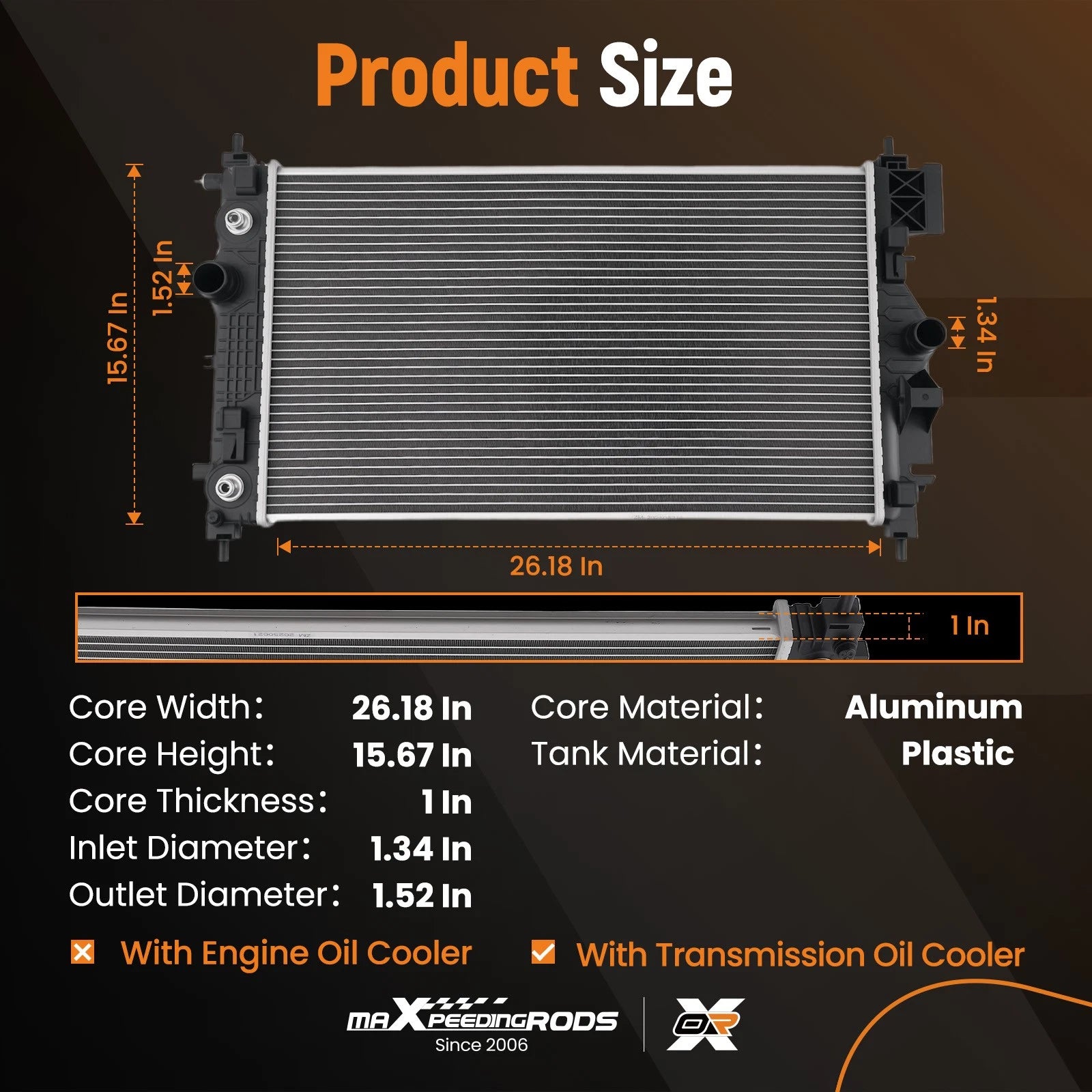 Radiator for Buick Cascada, Chevy Cruze (2016–2019)