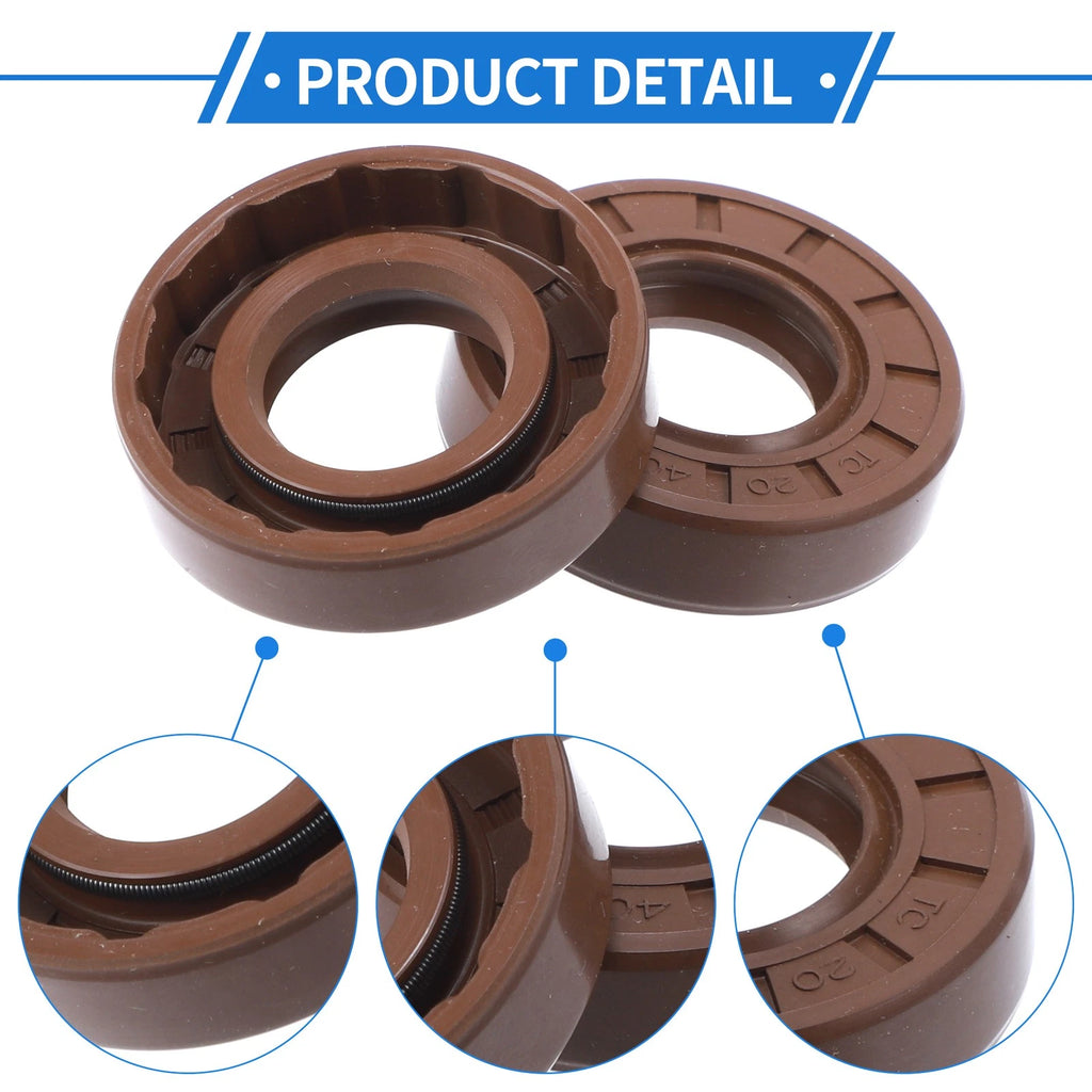 Set of 2 Oil Seal Rotary Shaft Seal FKM Rubber 20x40x10mm