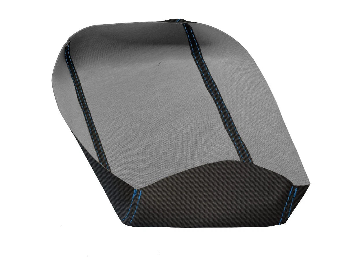 Console Lid Armrest Cover for Acura TLX (2021–2023) Blue Stitch PVC Carbon