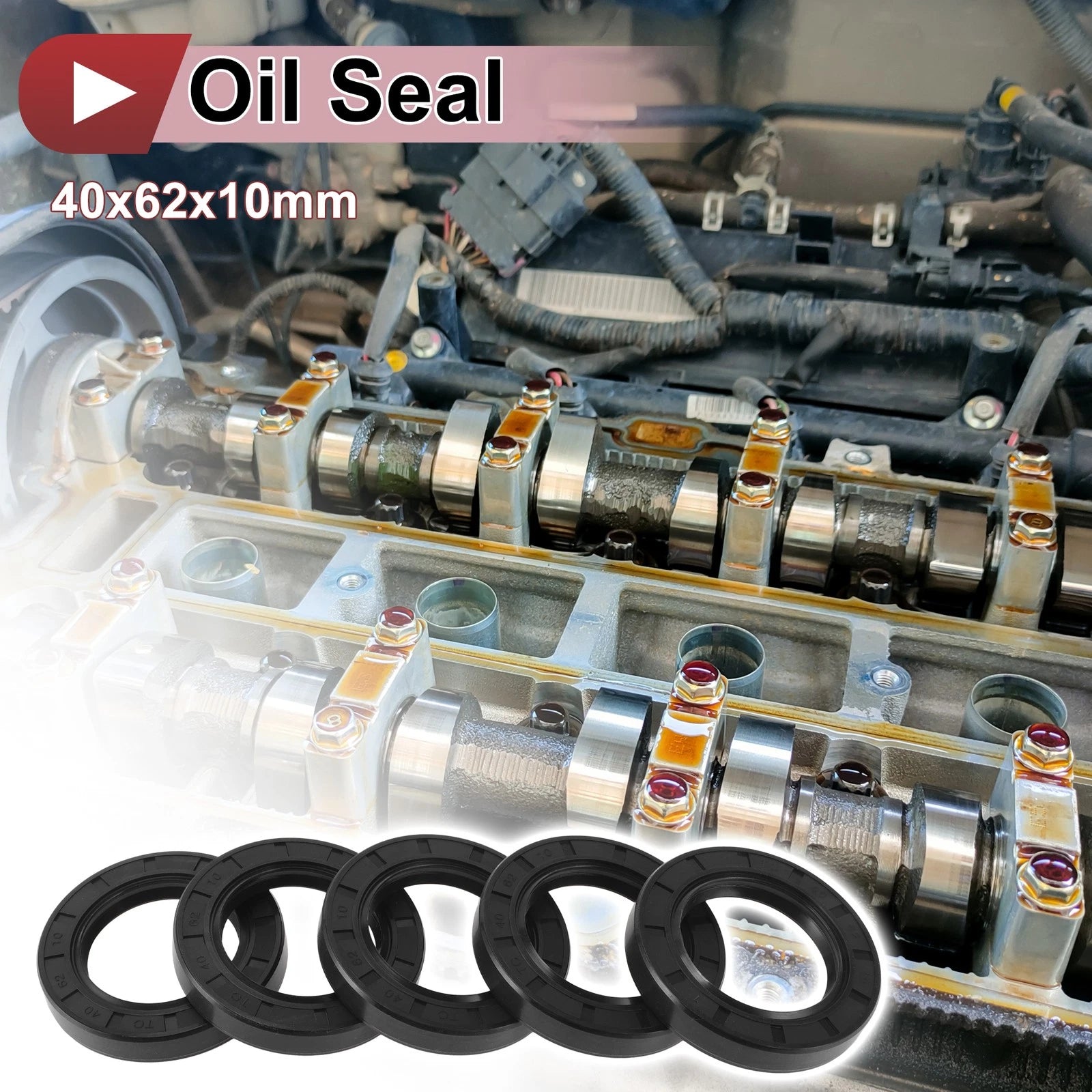 Set of 5 Rotary Shaft Oil Seals 40x62x10mm Nitrile Rubber for Various Models