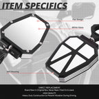 Universal UTV Side View Mirrors Bracket for Roll Cage Bar (1.5" 1.75" 2")