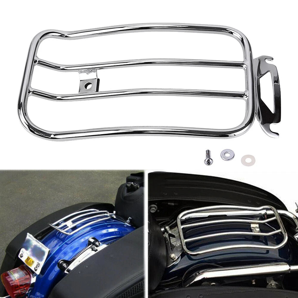 Chrome Solo Seat Luggage Rack for Harley Road King, Street Glide (1997–2015)