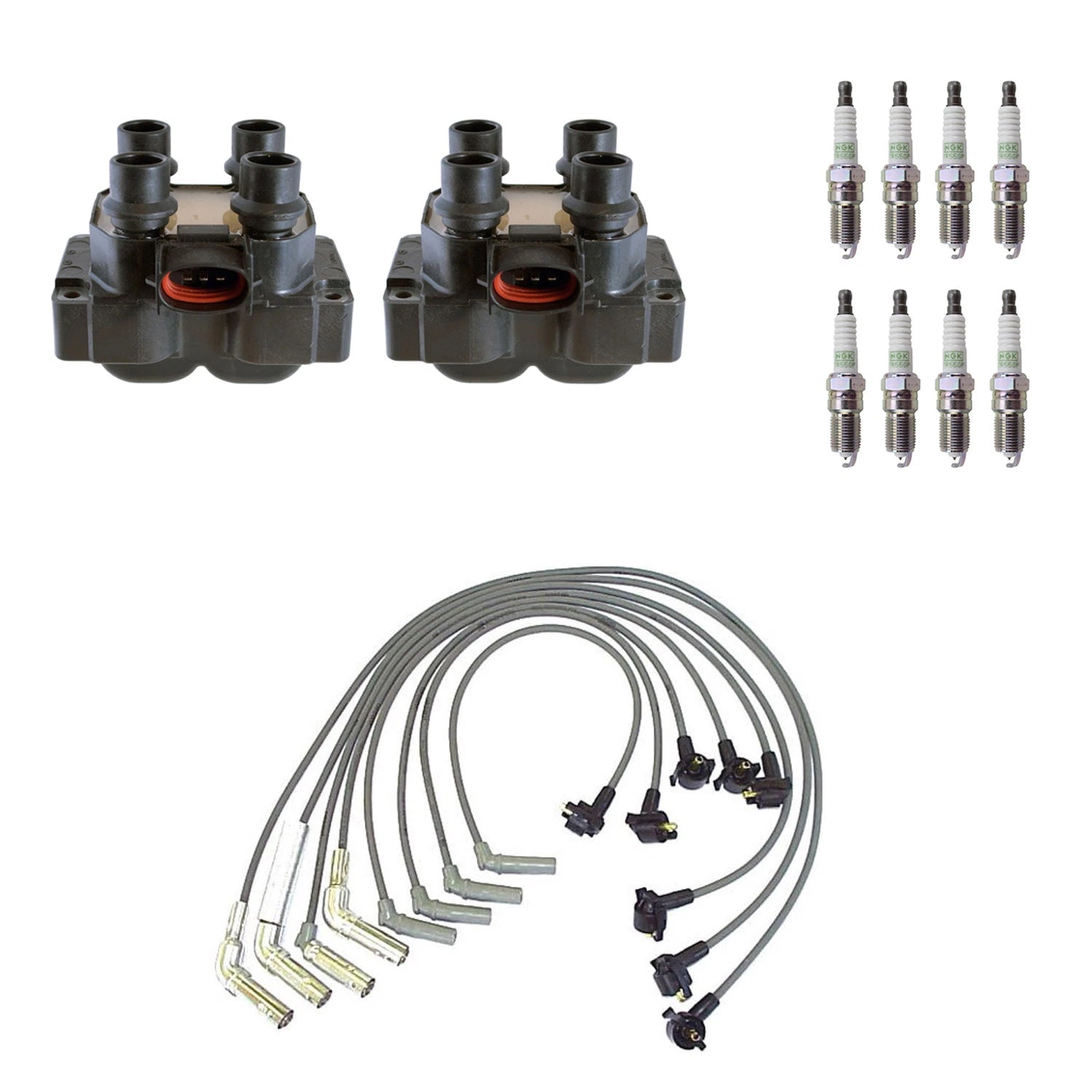 2X Ignition Coil Wires & 8 NGK Platinum Spark Plugs for Ford Explorer (V8)