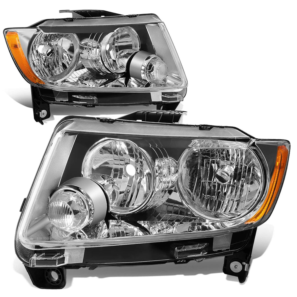 Pair Chrome Housing Amber Side Headlights for Jeep Grand Cherokee WK2 (2011–2013)