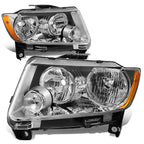 Pair Chrome Housing Amber Side Headlights for Jeep Grand Cherokee WK2 (2011–2013)