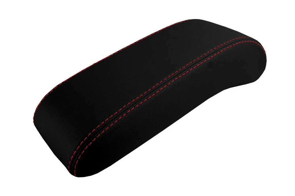 Leather Console Lid Armrest Cover for Chrysler Sebring (2001–2006) Red Stitch