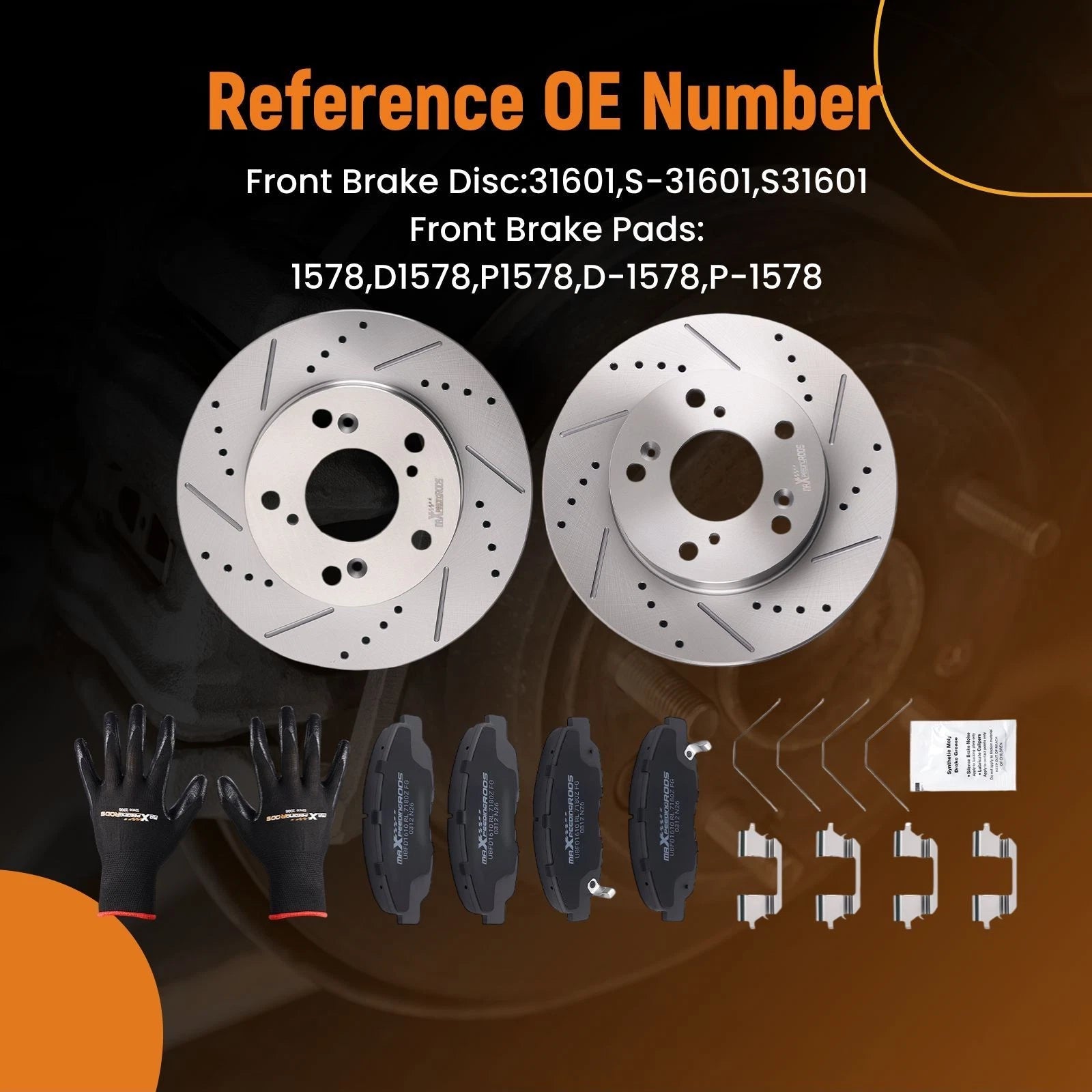 Front Brake Rotors and Pads Set for Honda Civic (2012–2015) S31601 D1578