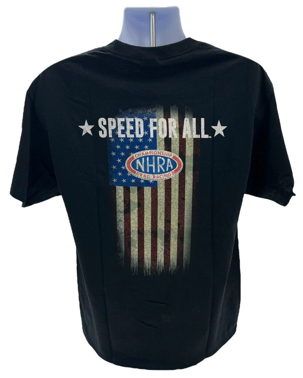 NHRA Drag Racing Speed Graphic T-Shirt for All American Flag Black (Unspecified)