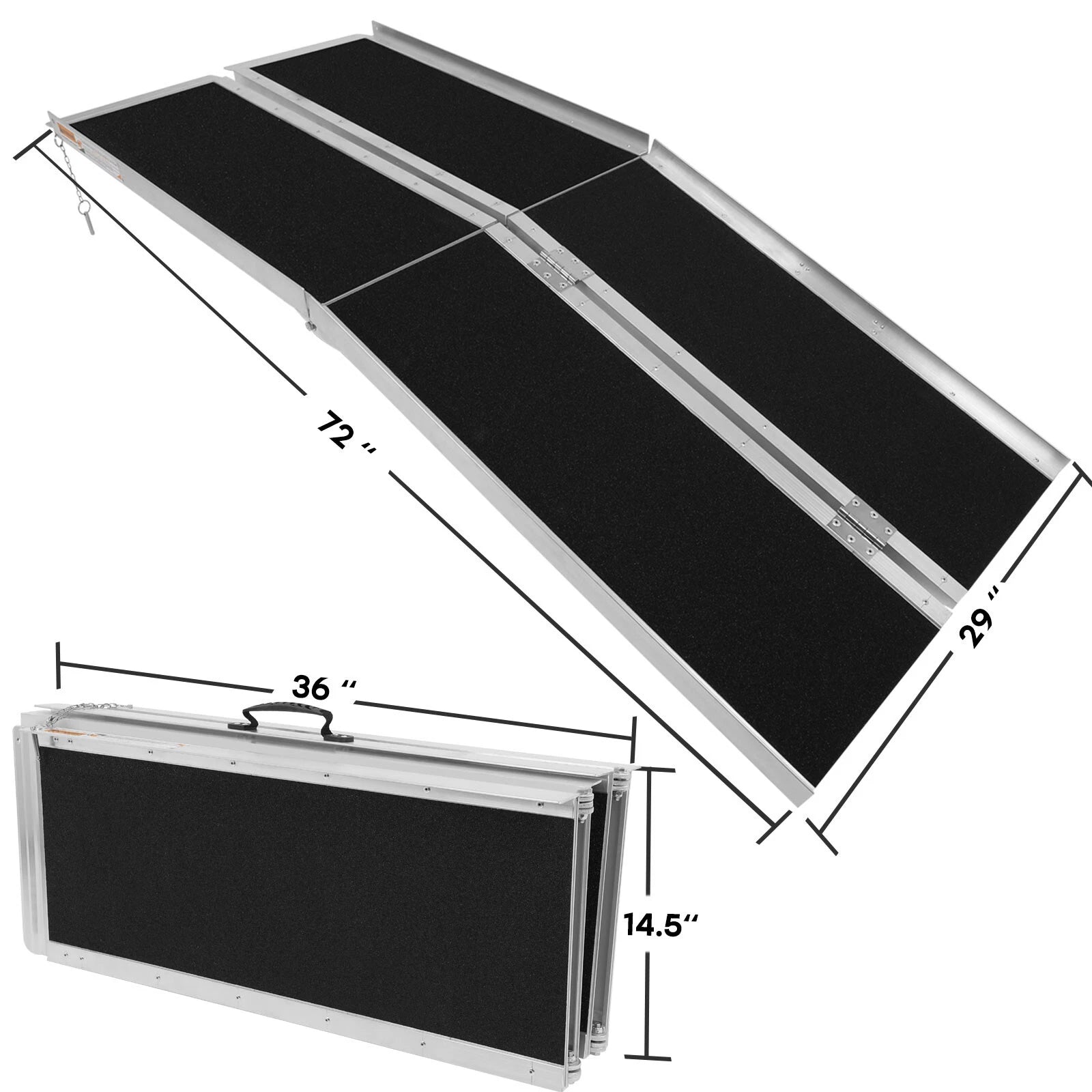 6 Ft Aluminum Wheelchair Scooter Mobility Ramp Portable Non-Slip