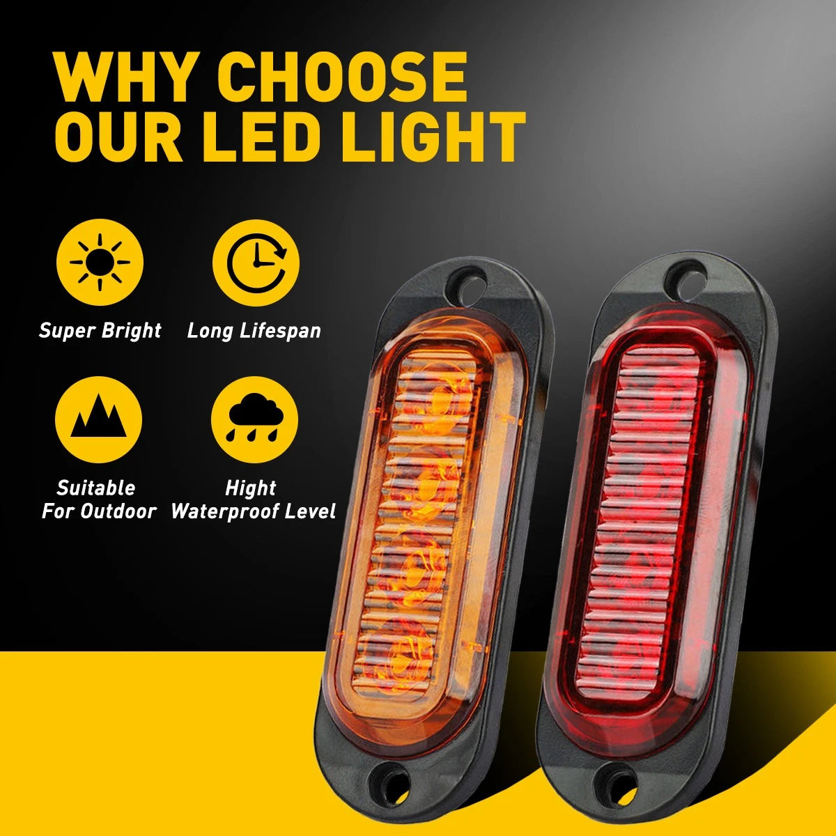 LED Side Marker Clearance Lights for Trailer Truck RV (Waterproof)