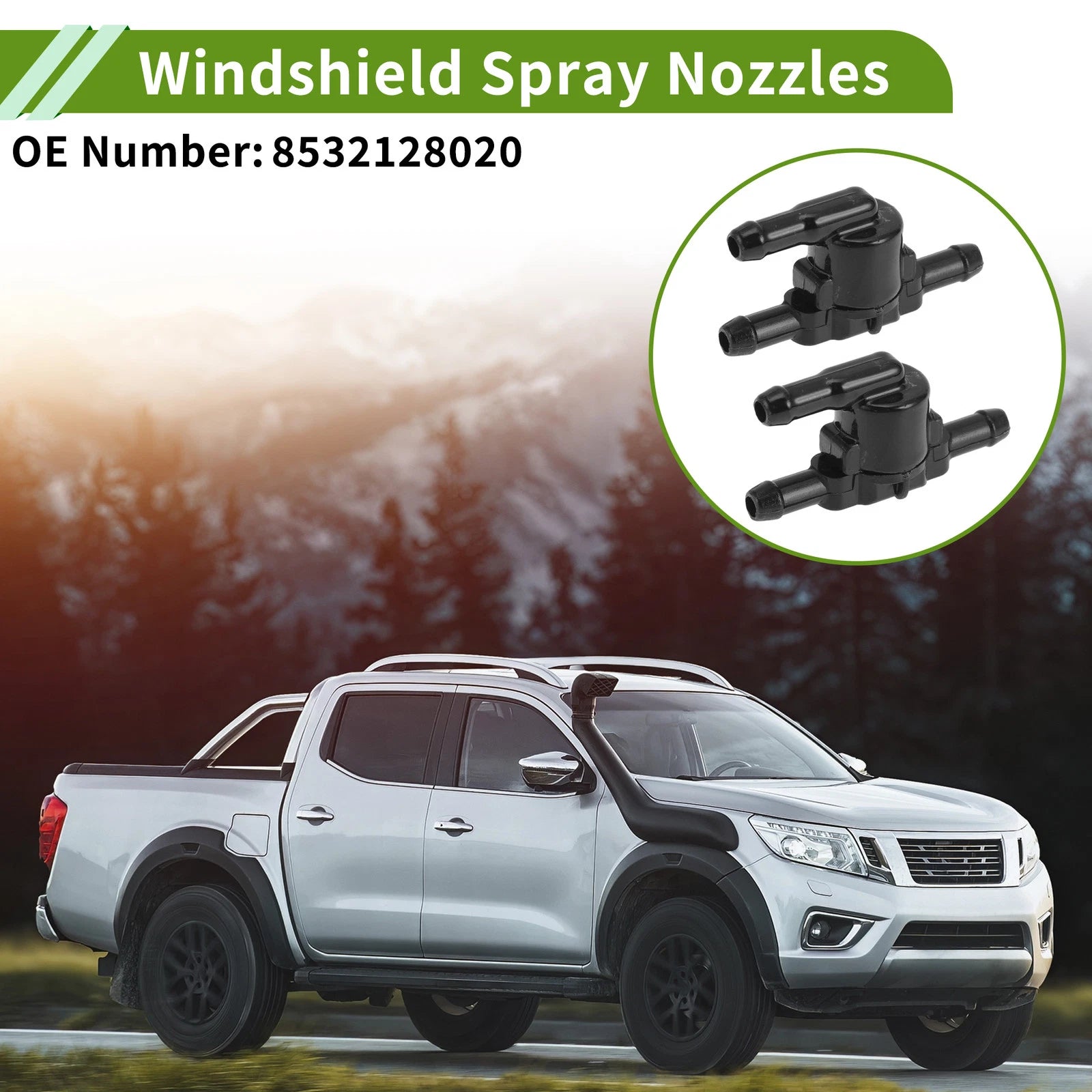Set of 1 Windshield Washer Nozzle with Hose Connector for Toyota  No. 8532128020