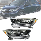 Set of 2 Halogen Headlights for Honda CR-V (2017â2022) Black Left+Right