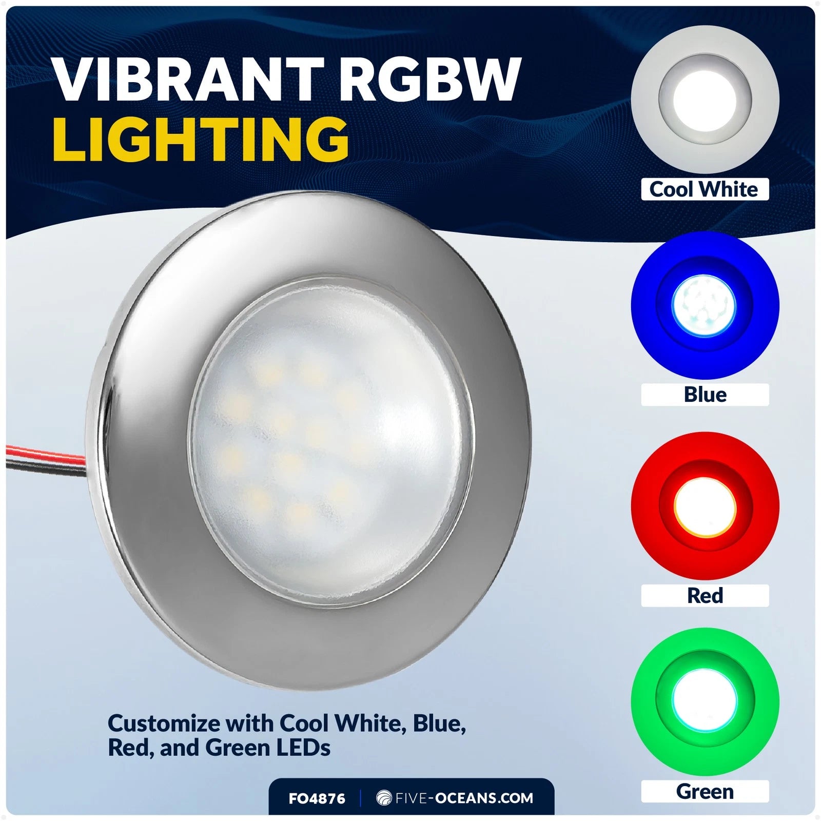 RGBW LED Interior Dome Ceiling Light for Universal Fit (12V) - FO4876