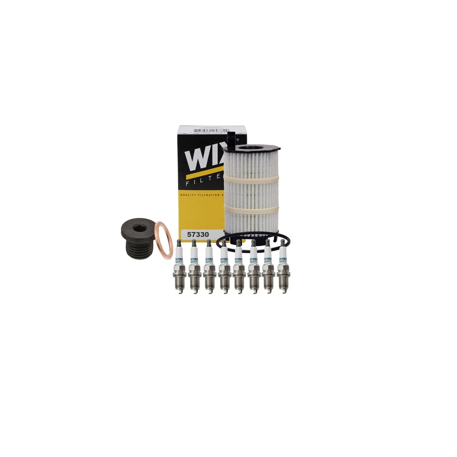 Set of 8 Spark Plugs & Wix Engine Oil Filter for Audi A6 A8 Q7 S5 Touareg