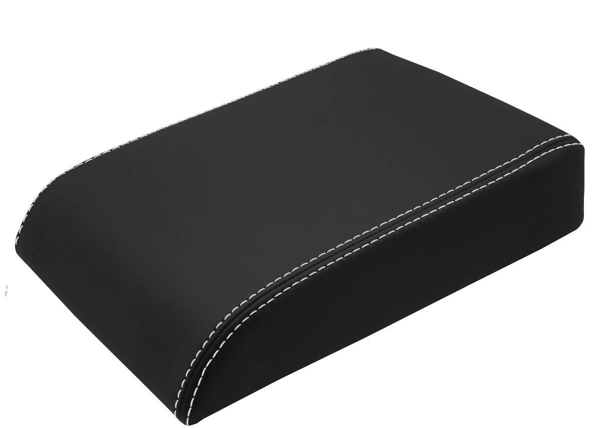 Leather Console Lid Armrest Cover for Ford Escape (2008–2012) White Stitch