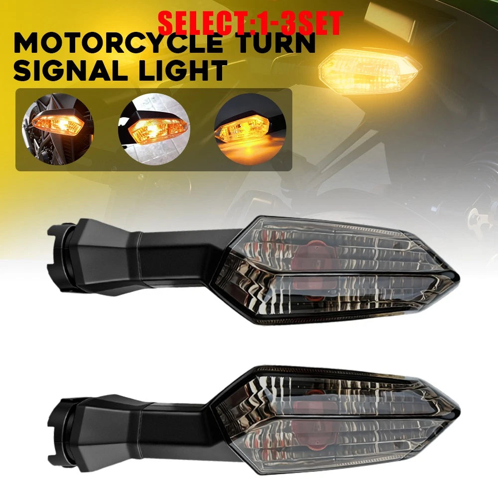 Set of 2 Front Smoked Turn Signal Lights for Kawasaki Ninja 1000 (2011–2017) & Versys 650