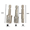 Set of 3 Socket Adapter Hex Shank Drill Bits for Power Tools