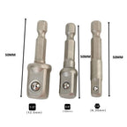 Set of 3 Socket Adapter Hex Shank Drill Bits for Power Tools