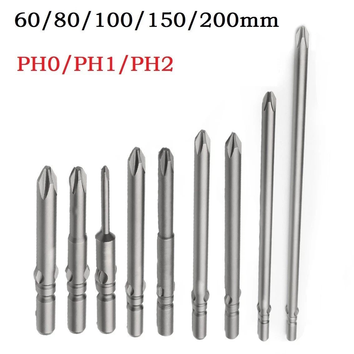 Electric Cross Screwdriver Bit Set of 3 for PH0 PH1 PH2 Screws