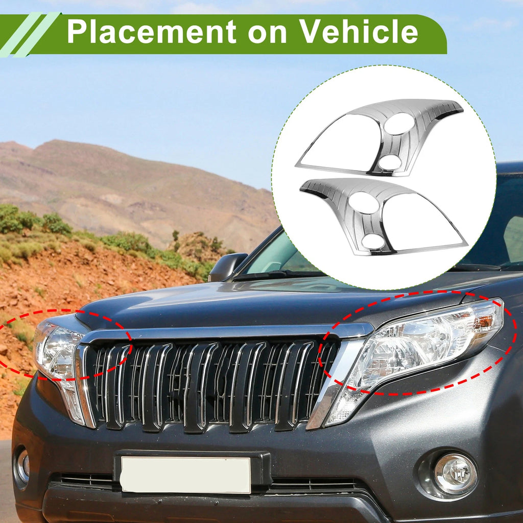 Pair Headlight Trim Bezel for Toyota Prado FJ120 (2003–2009)