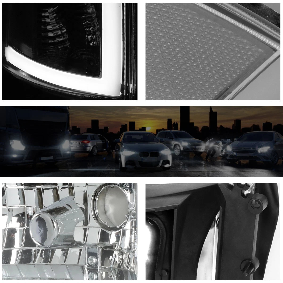 Dual L-Bar LED Headlight for Dodge Ram (1994–2002) - Chrome Housing