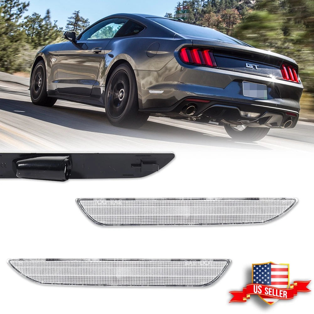 Clear Lens Rear Bumper Side Marker Lights for Ford Mustang (2015–2023)