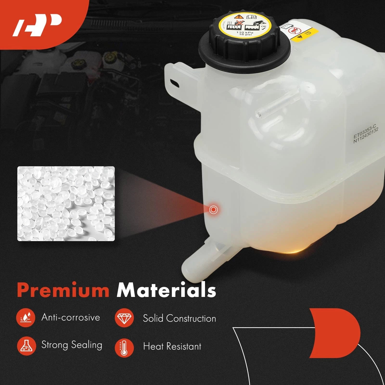 Front Engine Coolant Reservoir with Cap for Ford Edge (2007-2014)