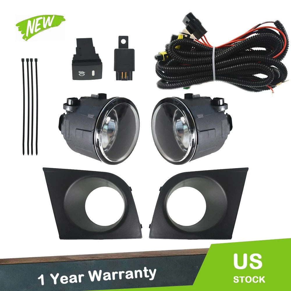 Pair Fog Light Assembly with Switch & Bezel for Nissan Versa (2007–2011)