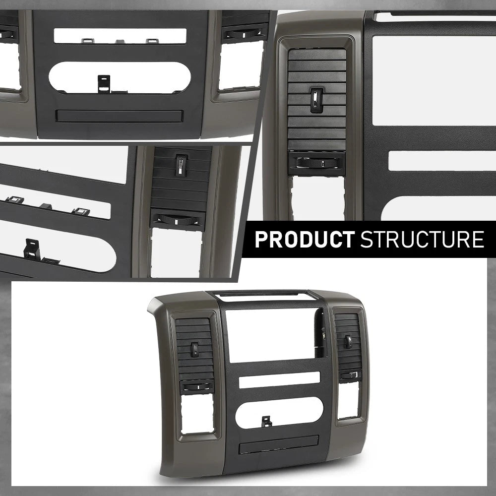 Dash Radio Bezel Climate Trim Panel Vent for Dodge Ram 1500 2500 (2009–2012)